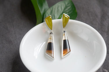 Vesuvianite + Montana Agate post earrings