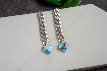 Golden Hills turquoise curb chain earrings