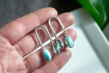Turquoise + Mint Kyanite Arch Earrings