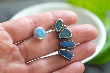 Turquoise + Opal Ear Climber Set