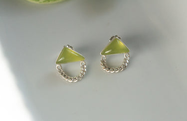 Vesuvianite + curb chain post earrings