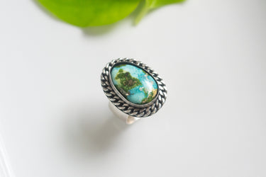 Sonoran Gold Turquoise Chain Ring, US size 8.5